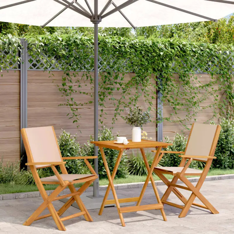Tuinset met massief acaciahout voor gezellige buitenmomenten - Beige / 60 x 60 x 75 cm - Tuinsets