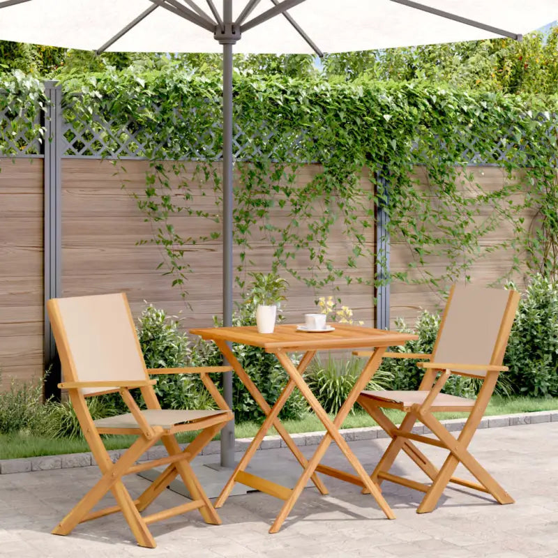 Tuinset met massief acaciahout voor gezellige buitenmomenten - Beige / 70 x 70 x 75 cm - Tuinsets