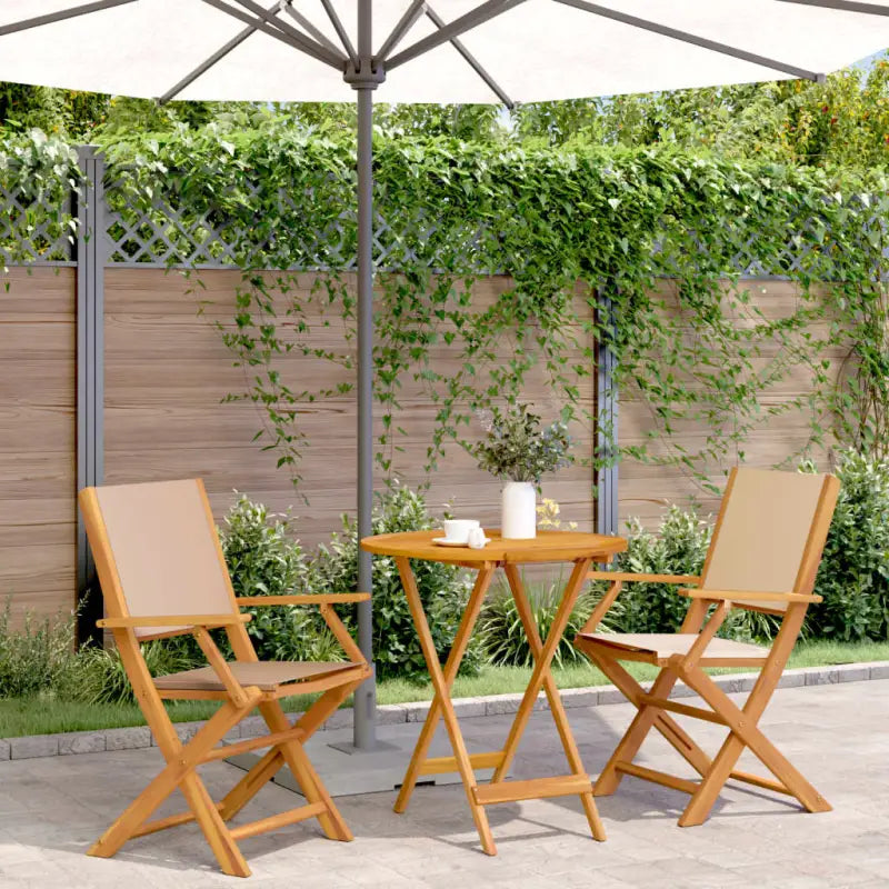 Tuinset met massief acaciahout voor gezellige buitenmomenten - Beige / 70 x 75 cm - Tuinsets
