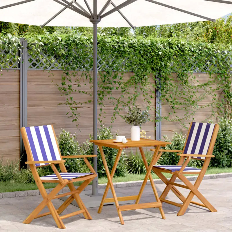 Tuinset met massief acaciahout voor gezellige buitenmomenten - Blauw en wit / 60 x 60 x 75 cm - Tuinsets