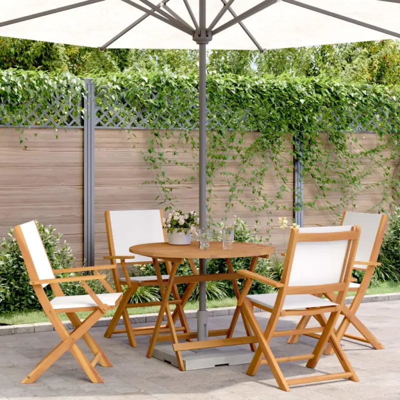 Tuinset met massief acaciahout voor gezellige buitenmomenten - Crème / 90 x 75 cm - Tuinsets