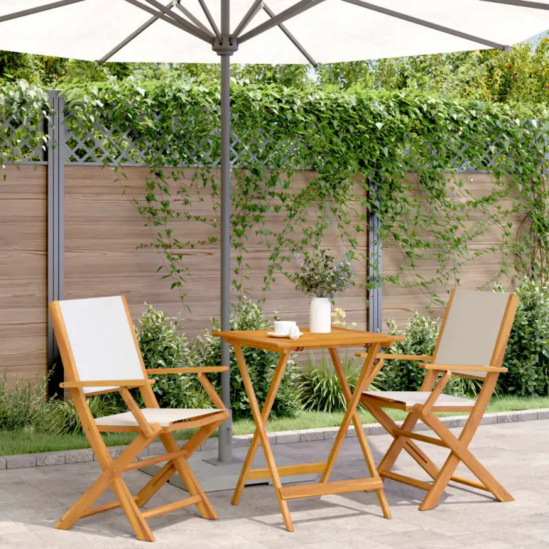 Tuinset met massief acaciahout voor gezellige buitenmomenten - Crème / 60 x 60 x 75 cm - Tuinsets