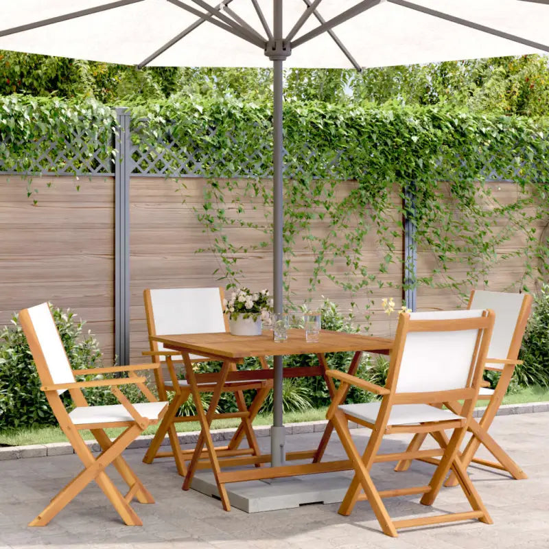 Tuinset met massief acaciahout voor gezellige buitenmomenten - Crème / 90 x 90 x 75 cm - Tuinsets
