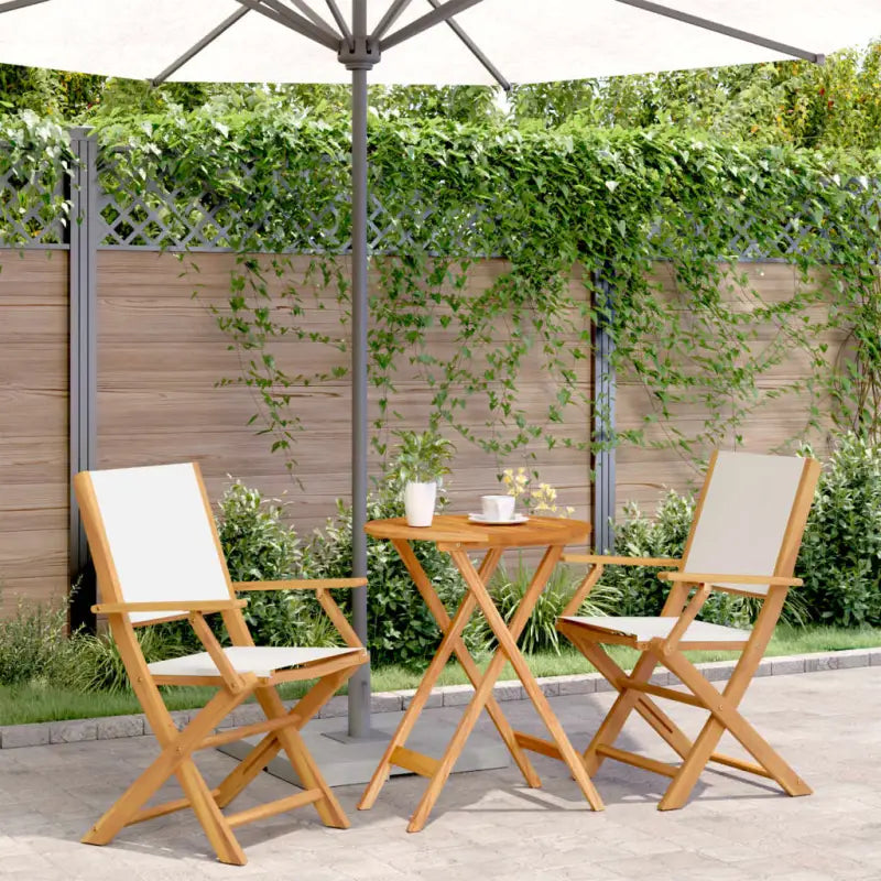 Tuinset met massief acaciahout voor gezellige buitenmomenten - Crème / 60 x 75 cm - Tuinsets