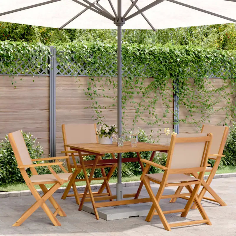 Tuinset met massief acaciahout voor gezellige buitenmomenten - Taupe / 90 x 90 x 75 cm - Tuinsets