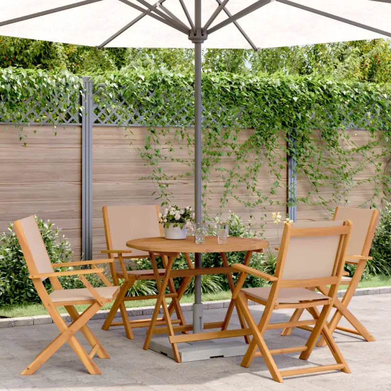 Tuinset met massief acaciahout voor gezellige buitenmomenten - Taupe / 90 x 75 cm - Tuinsets