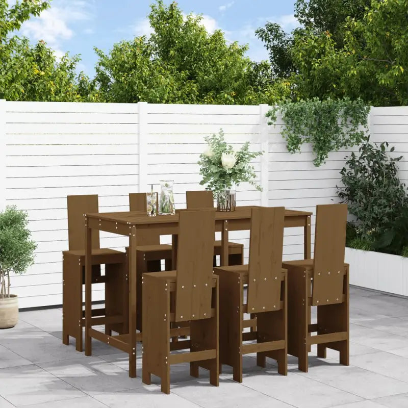Tuinset met massief douglashout voor gezellige buitenmomenten - Honingbruin grenenhout - Tuinsets