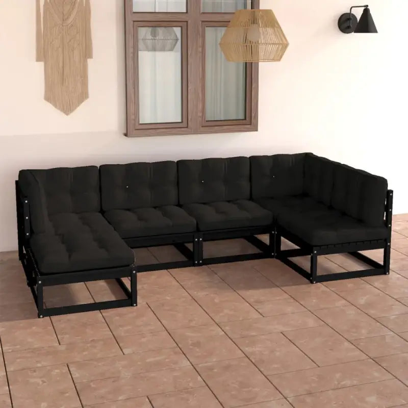 Tuinset met massief grenenhout en comfortabele rug- zijkussen - Zwart / Ja - Tuinsets