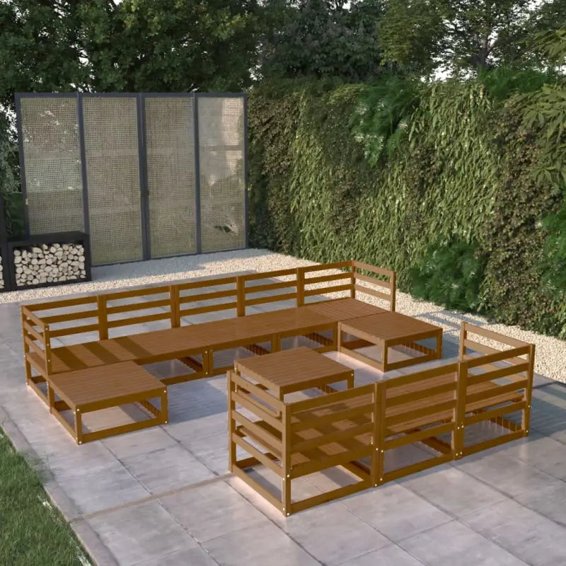 Tuinset met massief grenenhout en tafel voetenbank voor ontspanning - Honingbruin / Nee - Tuinsets