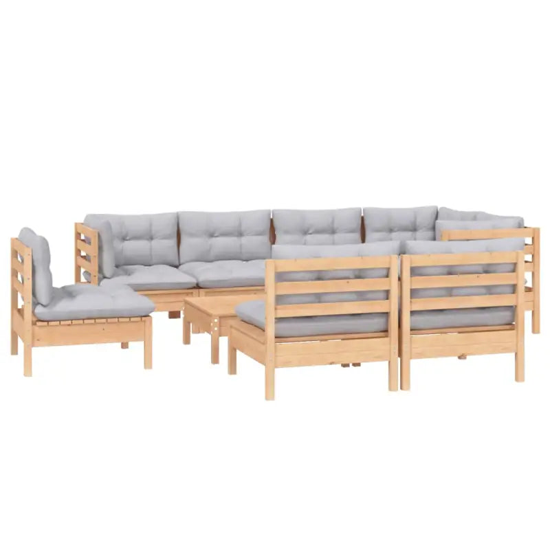 Tuinset met massief grenenhout en voetenbank tafel for optimaal comfort - Tuinsets