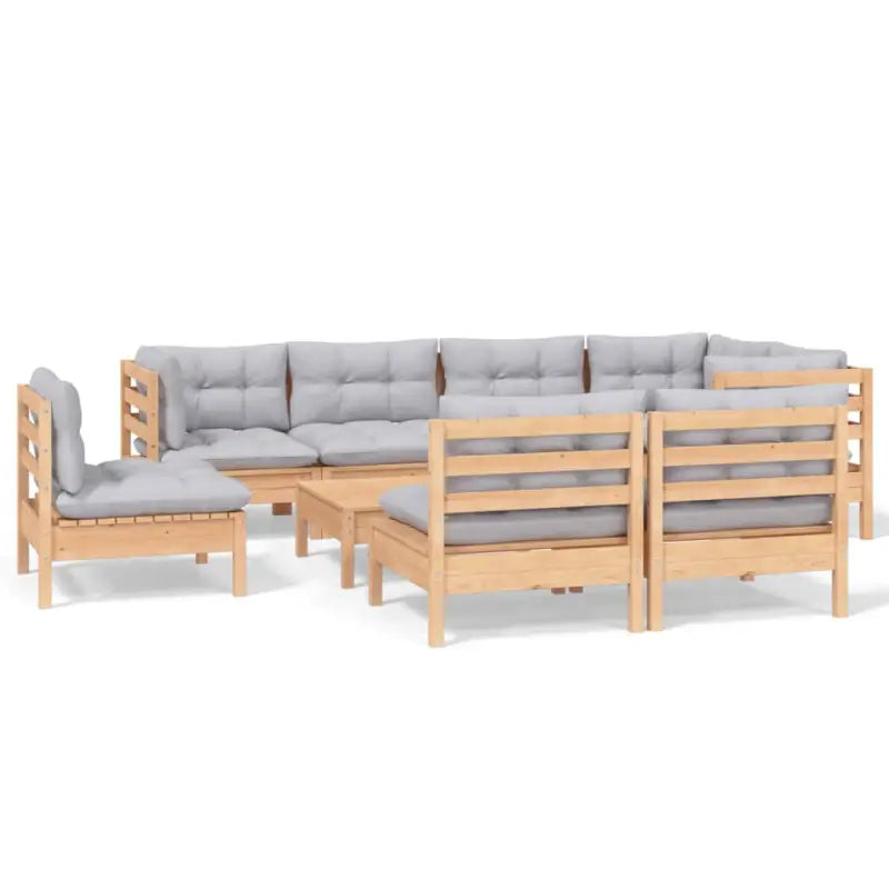 Tuinset met massief grenenhout en voetenbank tafel for optimaal comfort - Tuinsets