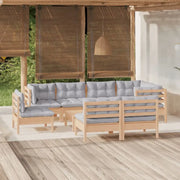 Tuinset met massief grenenhout en voetenbank tafel for optimaal comfort - Tuinsets