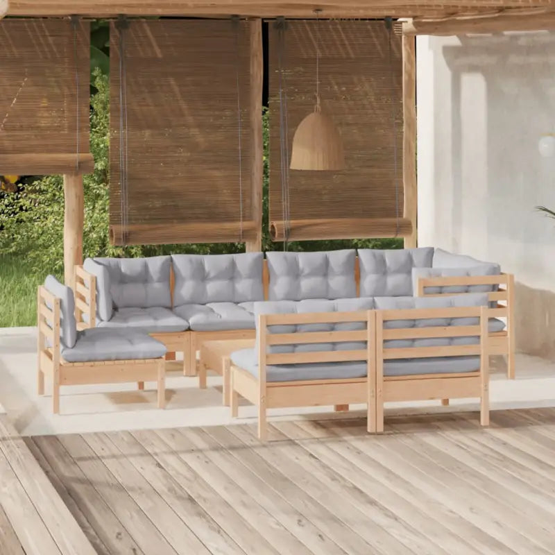 Tuinset met massief grenenhout en voetenbank tafel for optimaal comfort - Tuinsets