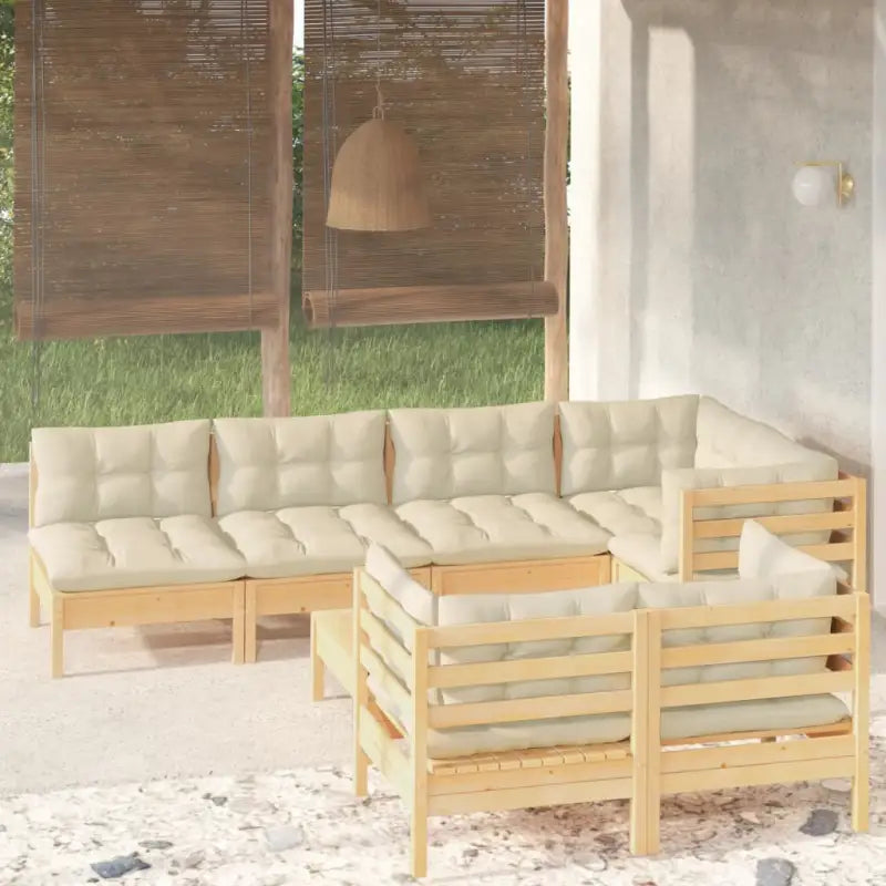 Tuinset met massief grenenhout en voetenbank tafel voor ontspanning - Tuinsets