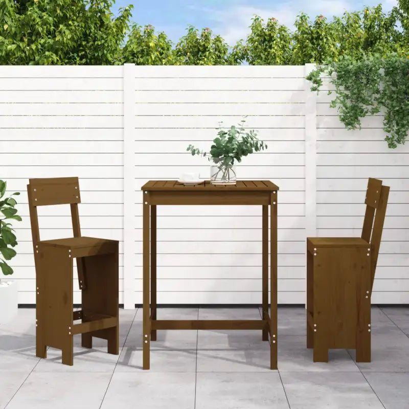 Tuinset met massief grenenhout voor gezellige buitenmomenten - Honingbruin grenenhout - Tuinsets