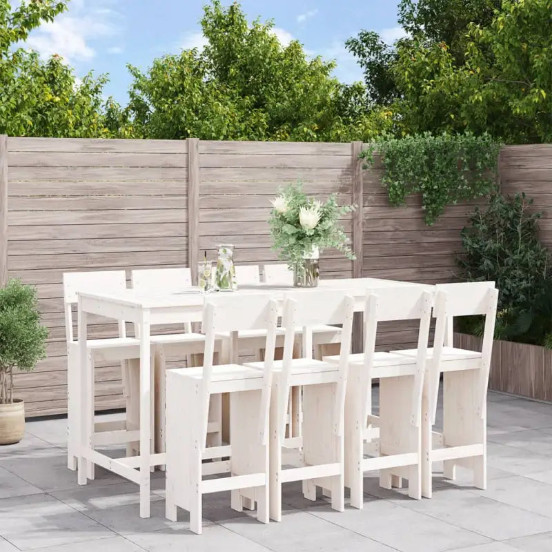 Tuinset met massief grenenhout voor gezellige maaltijden en drinks - Wit grenenhout - Tuinsets