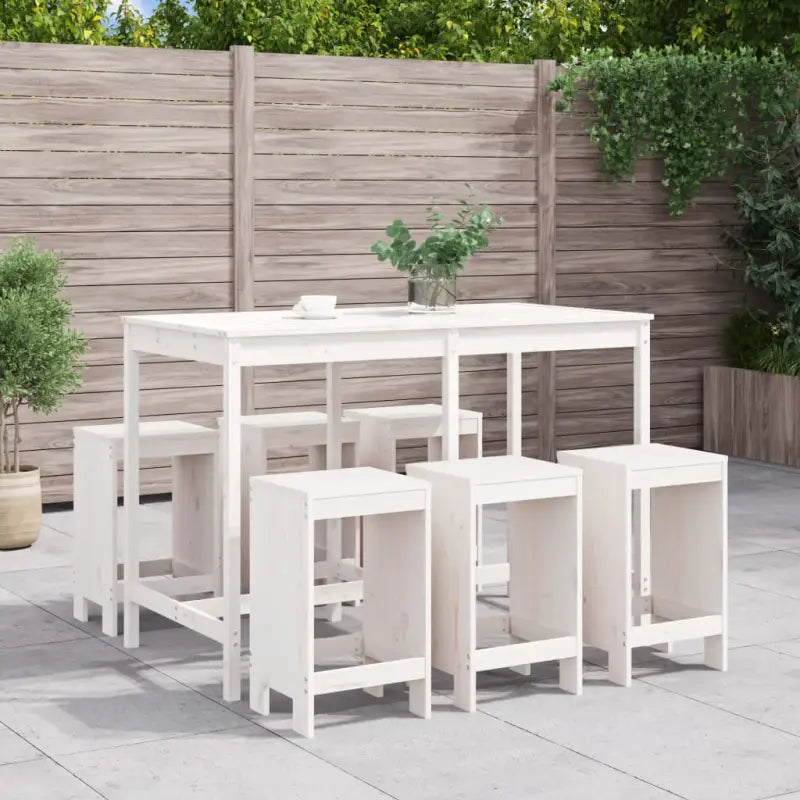 Tuinset met massief grenenhout voor gezellige tuinmomenten - Wit grenenhout - Tuinsets