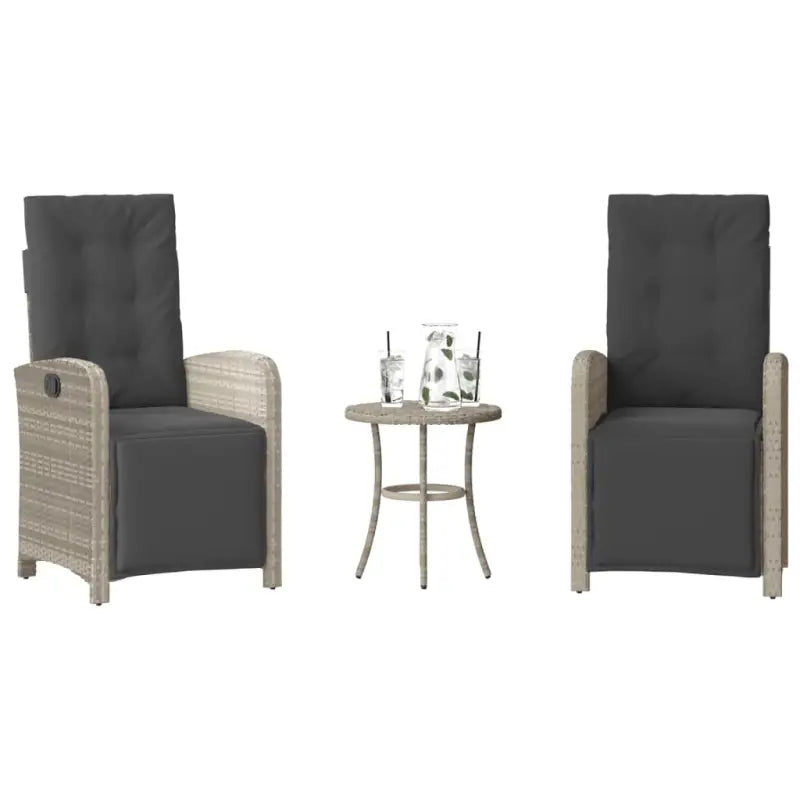 Tuinset met poly rattan en comfortabele zitervaring met gepoedercoat staal - Lichtgrijs - Tuinsets