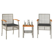 Tuinset met poly rattan en comfortabele zitervaring voor balkon of tuin - Tuinsets