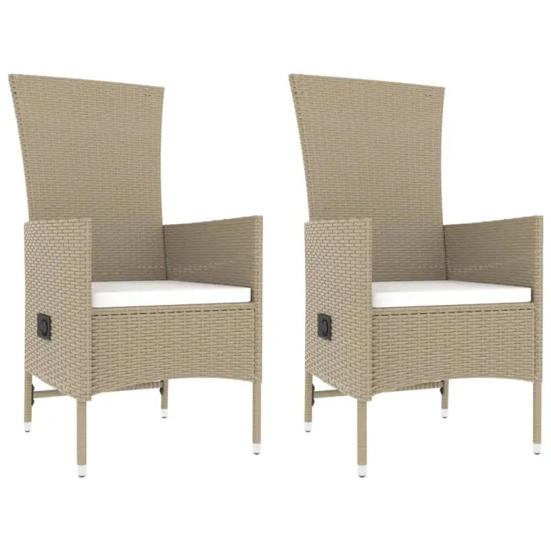 Tuinset met poly rattan en gehard glas in beige materiaal - 2x stoel + tafel - Tuinsets
