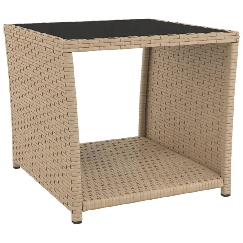 Tuinset met poly rattan en gehard glas in beige materiaal - 2x stoel + tafel - Tuinsets
