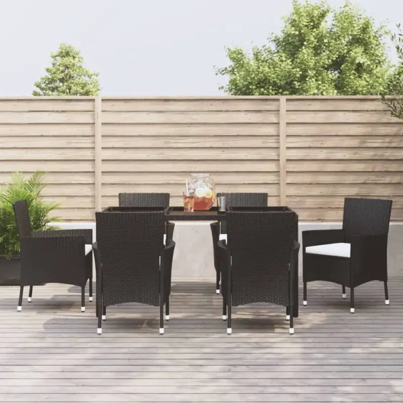 Tuinset met poly rattan en gehard glas voor eenvoudig schoonmaken - 150 cm tafellengte - Tuinsets