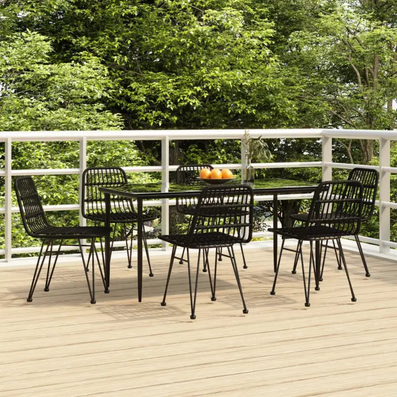 Tuinset met poly rattan en gehard glas voor eenvoudig schoonmaken - Zwart / 160 cm tafellengte - Tuinsets
