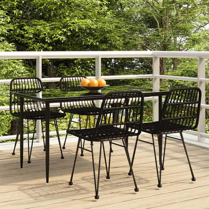 Tuinset met poly rattan en gehard glas voor eenvoudig schoonmaken - Zwart / 140 cm tafellengte - Tuinsets