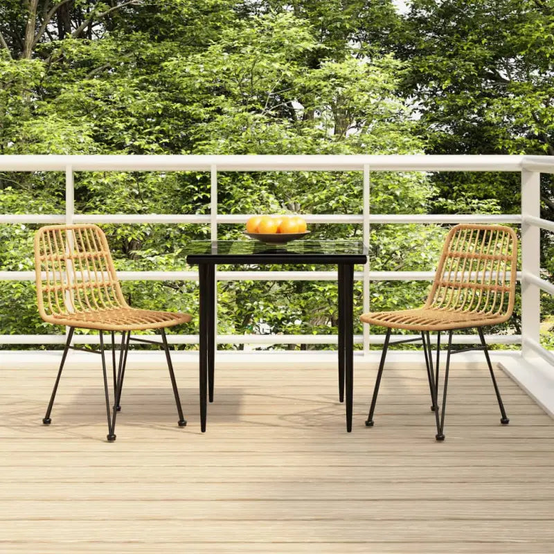 Tuinset met poly rattan en gehard glas voor eenvoudig schoonmaken - Bruin / 80 cm tafellengte - Tuinsets
