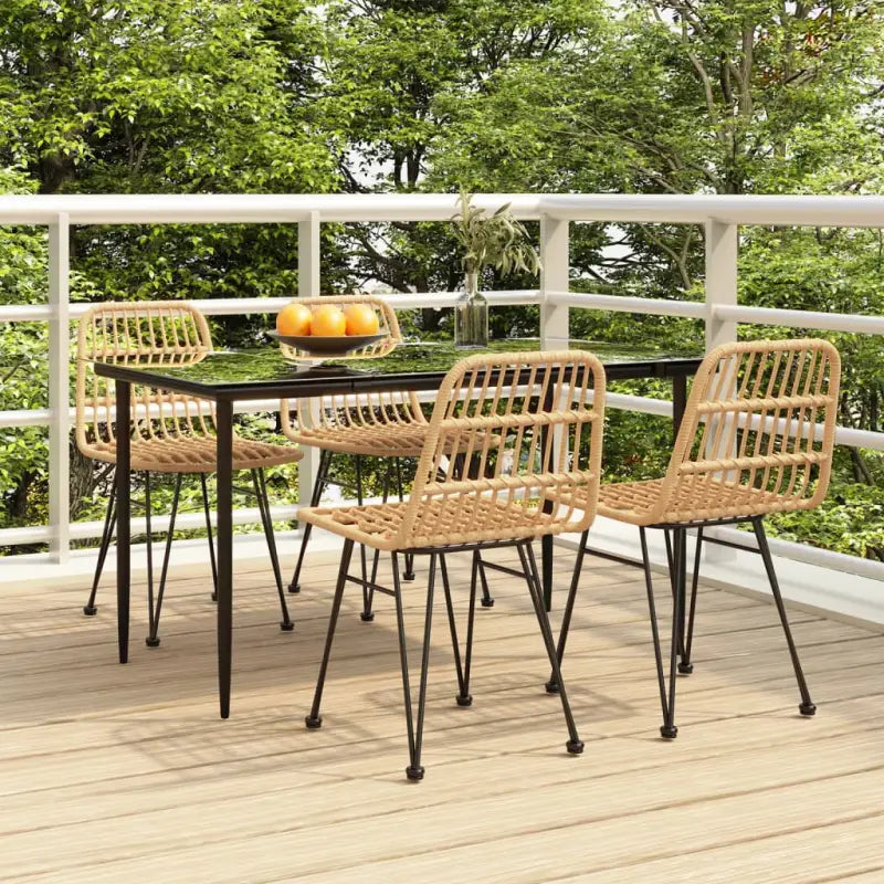 Tuinset met poly rattan en gehard glas voor eenvoudig schoonmaken - Bruin / 140 cm tafellengte - Tuinsets