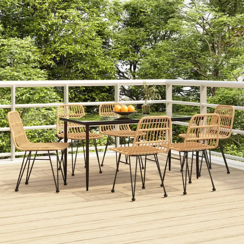 Tuinset met poly rattan en gehard glas voor eenvoudig schoonmaken - Bruin / 160 cm tafellengte - Tuinsets