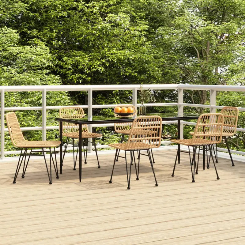 Tuinset met poly rattan en gehard glas voor eenvoudig schoonmaken - Bruin / 200 cm tafellengte - Tuinsets