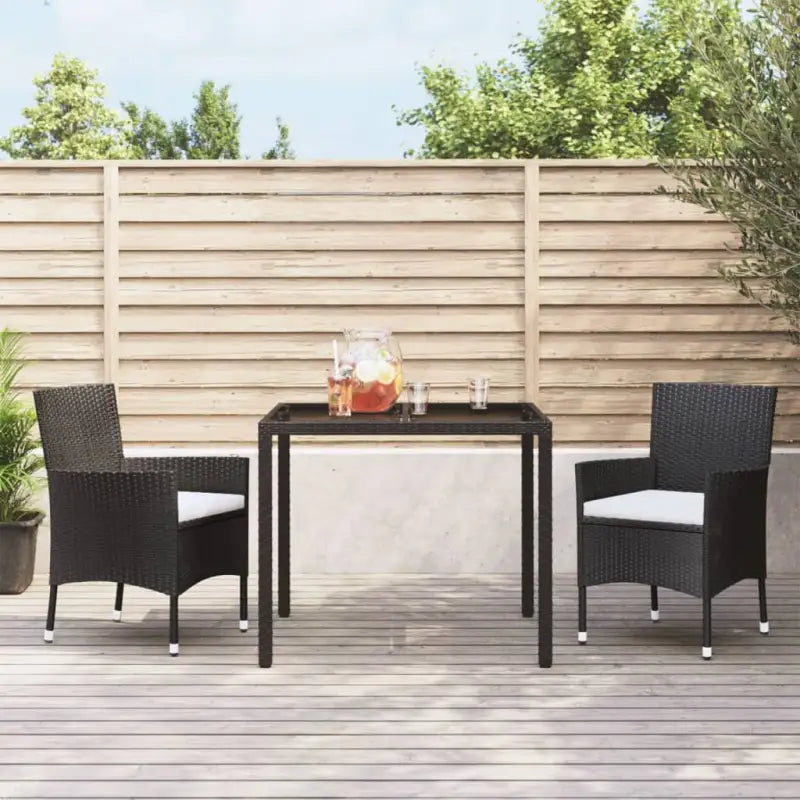 Tuinset met poly rattan en gehard glas voor eenvoudig schoonmaken - 90 cm tafellengte - Tuinsets