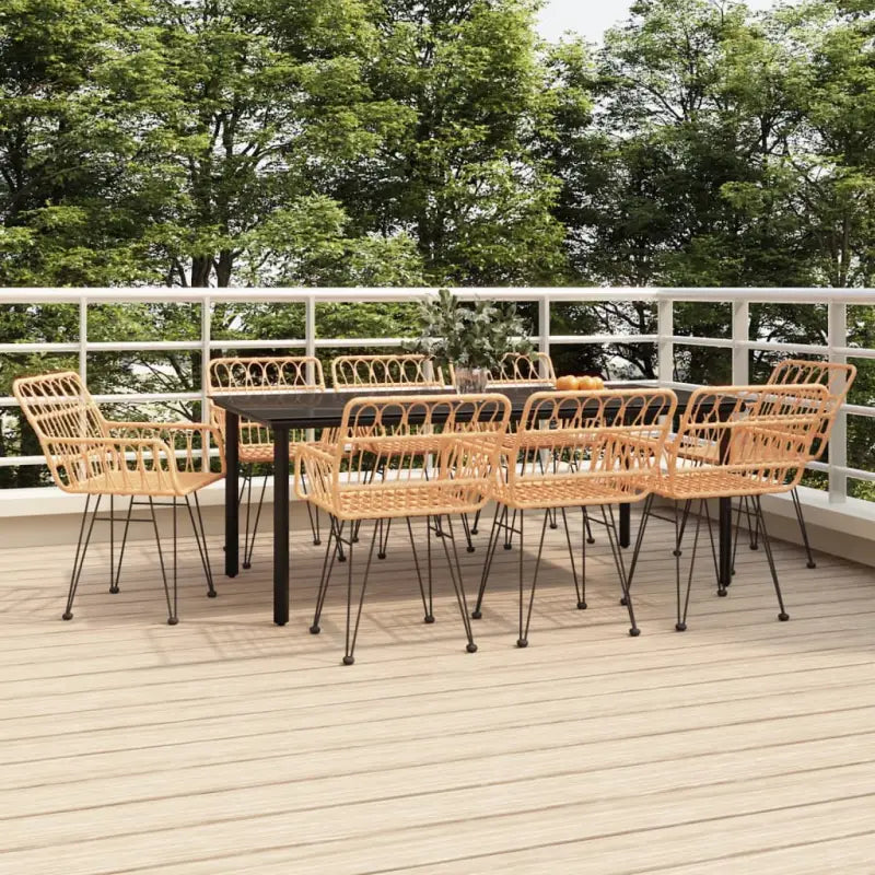 Tuinset met poly rattan en gehard glas voor eenvoudige schoonmaak - Bruin / 200 cm tafellengte - Tuinsets