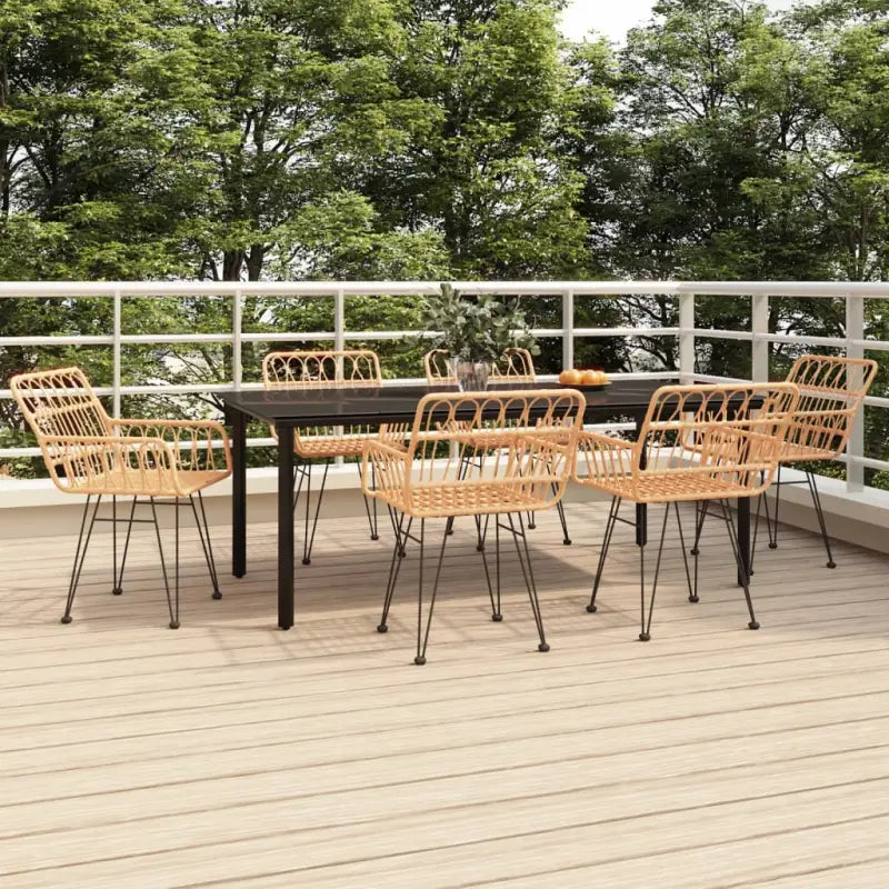 Tuinset met poly rattan en gehard glas voor eenvoudige schoonmaak - Bruin / 160 cm tafellengte - Tuinsets