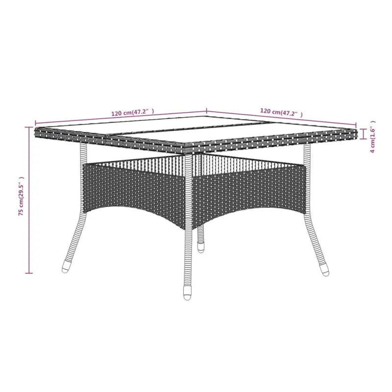Tuinset met poly rattan en gehard glas voor stijlvolle buitenruimte - Tuinsets