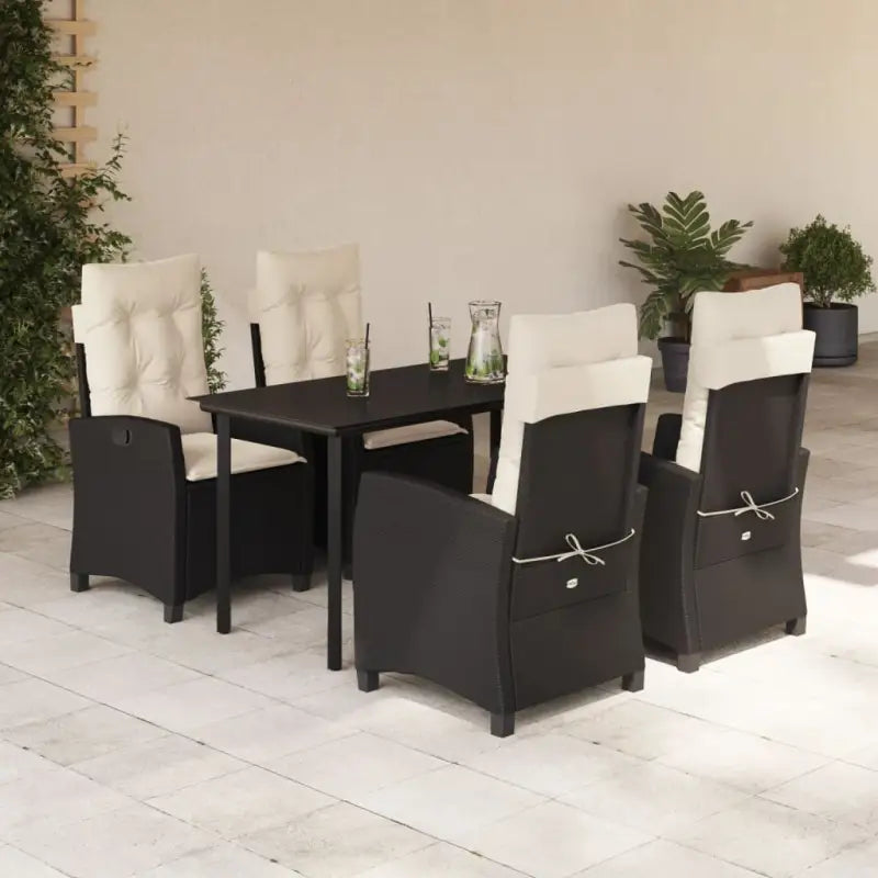 Tuinset met poly rattan en gemakkelijk schoon gehard glas - 140 cm tafellengte / Zonder voetensteun - Tuinsets