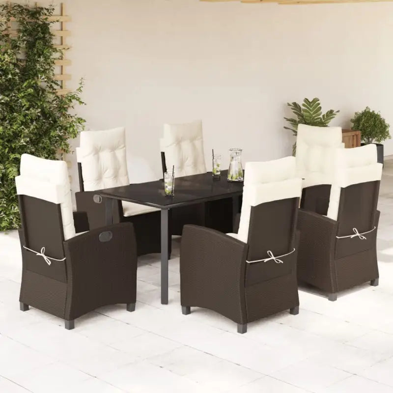 Tuinset met poly rattan en gemakkelijk schoon gehard glas - 160 cm tafellengte / Zonder voetensteun - Tuinsets