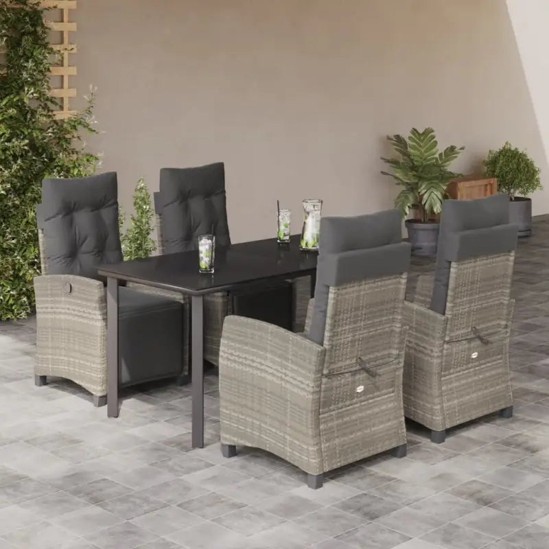 Tuinset met poly rattan en gemakkelijk schoon gehard glas - 160 cm tafellengte / Ronde poot - Tuinsets