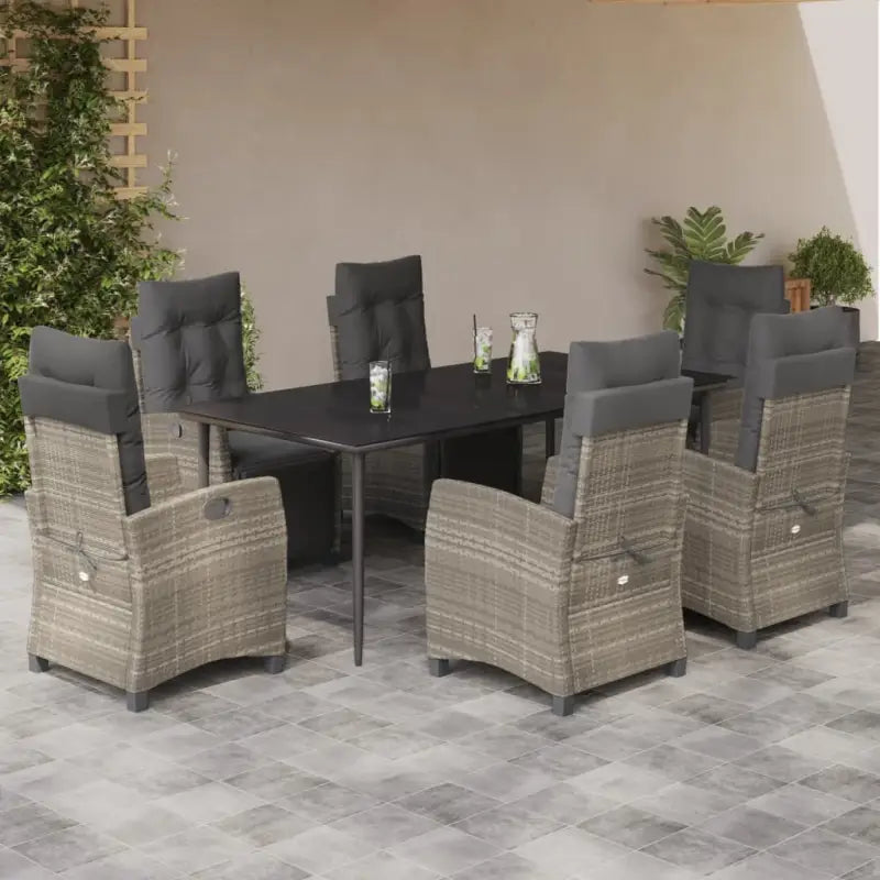 Tuinset met poly rattan en gemakkelijk schoon gehard glas - 200 cm tafellengte / Puntige poot - Tuinsets