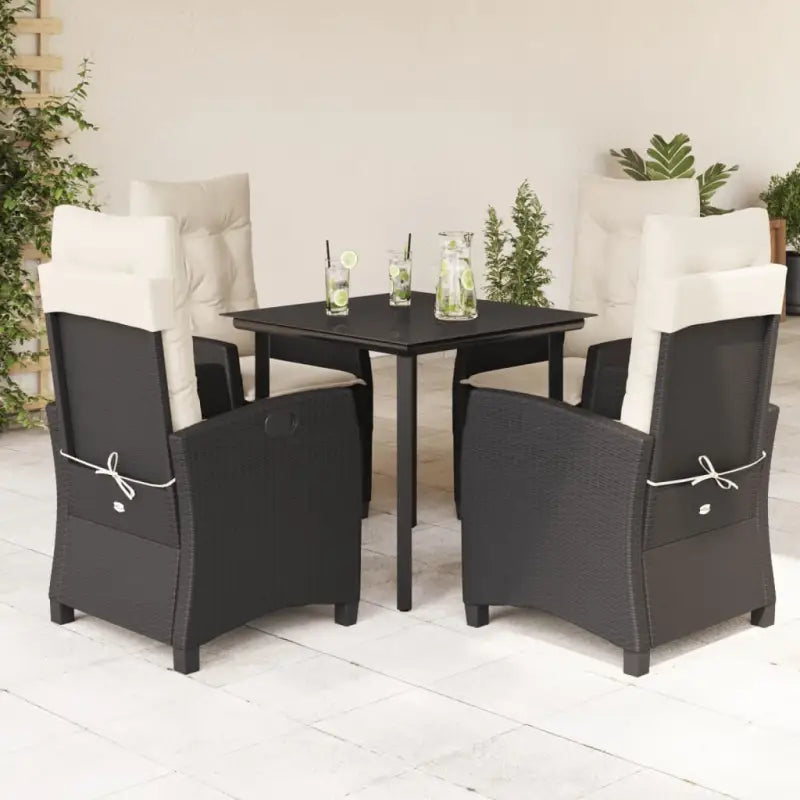 Tuinset met poly rattan en gemakkelijk schoon gehard glas - 80 cm tafellengte / Zonder voetensteun - Tuinsets