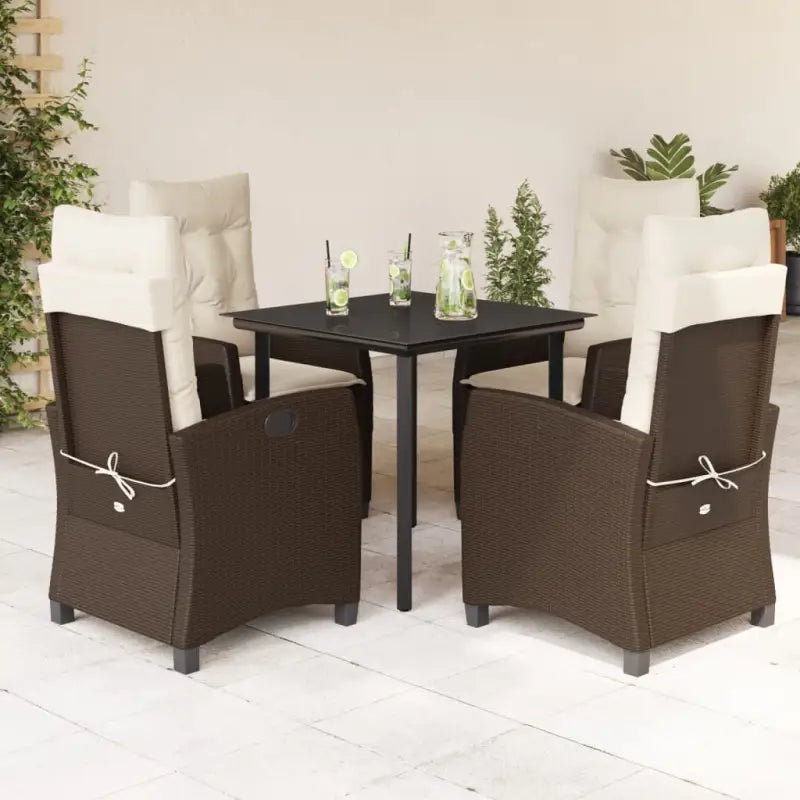 Tuinset met poly rattan en gemakkelijk schoon gehard glas - Tuinsets