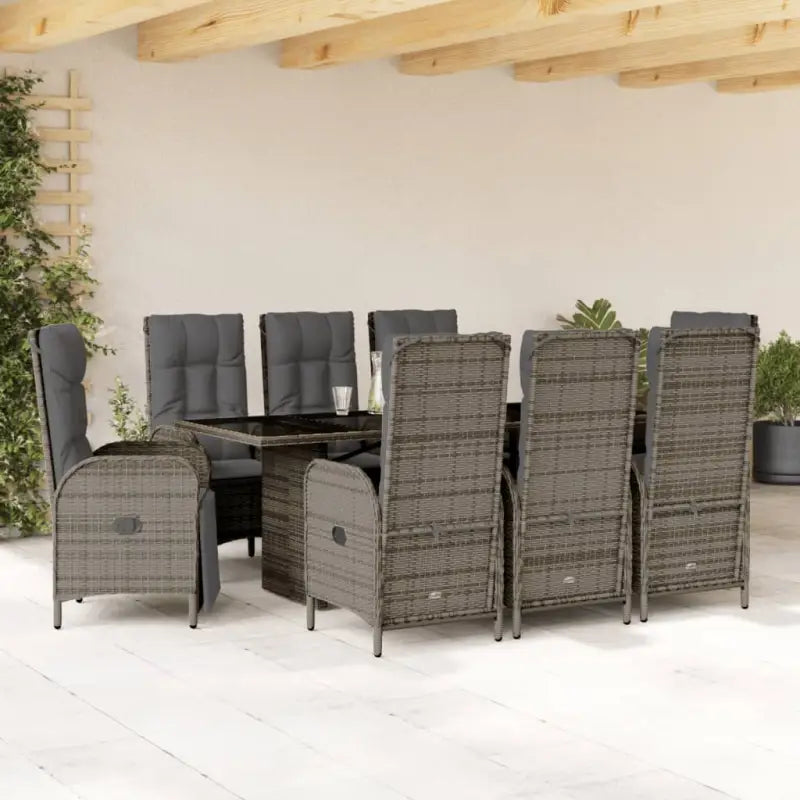 Tuinset met poly rattan en gemakkelijk schoon glas voor buiten plezier - Grijs / Met voetensteun - Tuinsets