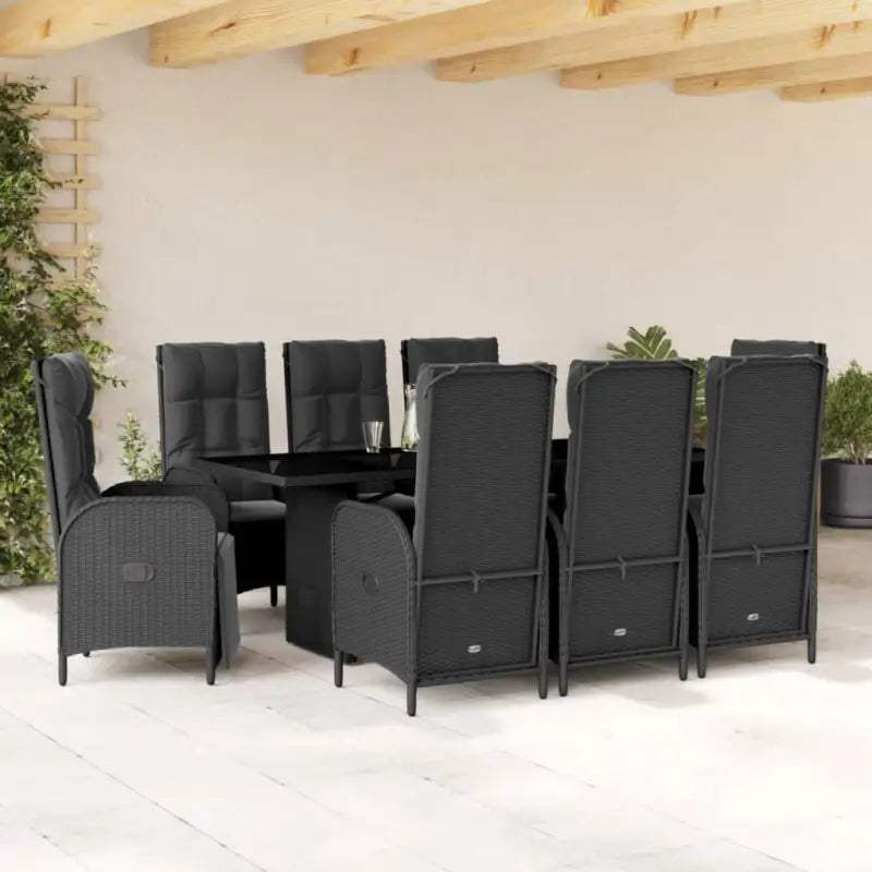 Tuinset met poly rattan en gemakkelijk schoon glas voor buiten plezier - Zwart / Met voetensteun - Tuinsets