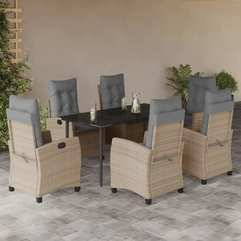 Tuinset met poly rattan en gemakkelijk schoon glas voor terras en tuin - 160 cm tafellengte / Met voetensteun - Tuinsets
