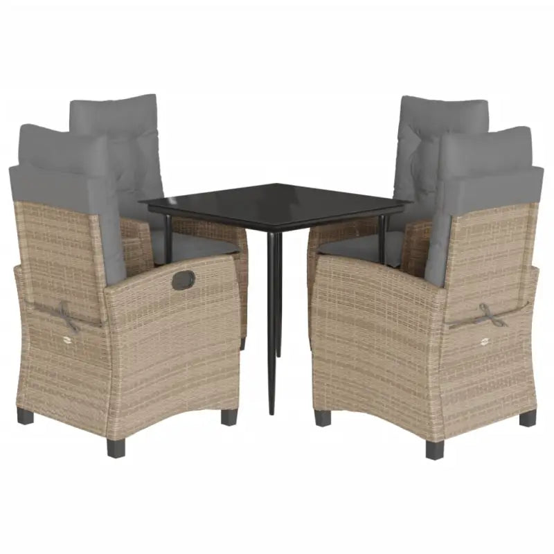Tuinset met poly rattan en gemakkelijk schoon glas voor terras en tuin - Tuinsets