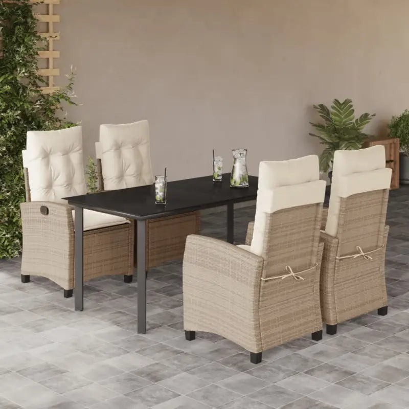 Tuinset met poly rattan en gemakkelijk schoon glazen tafelblad - Tuinsets