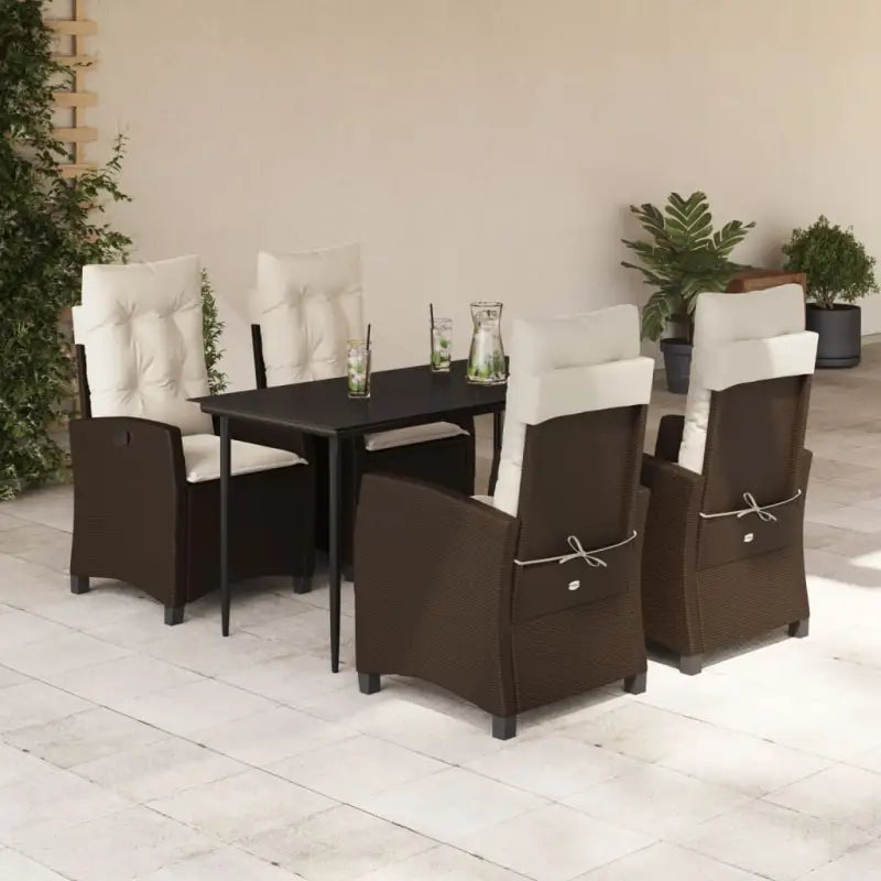 Tuinset met poly rattan en gemakkelijk schoon glazen tafelblad - Tuinsets