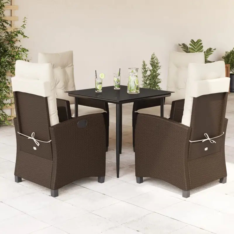 Tuinset met poly rattan en gemakkelijk schoon glazen tafelblad - 80 cm tafellengte / Zonder voetensteun - Tuinsets