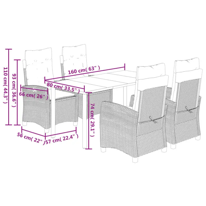Tuinset met poly rattan en gemakkelijk schoon glazen tafelblad - Tuinsets